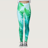 Jacaranda Arbre Feuille Couleurs vertes Leggings (Devant)