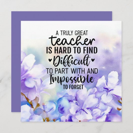 Jacaranda bloemen voor leraar bedankkaart (Voorkant / Achterkant)