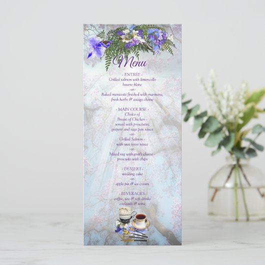 Jacaranda Blooms en Lily Bouquet Menu (Staand voorkant)