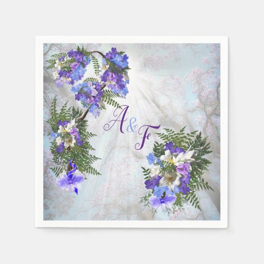 Jacaranda Blooms en Lily Bouquet Napkins Servet (Voorkant)