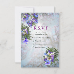 Jacaranda Blooms en Lily Bouquet RSVP Kaartje