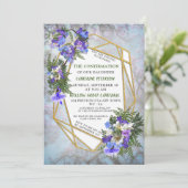 Jacaranda Blooms & Lily Bouquet Bevestiging Kaart (Staand voorkant)