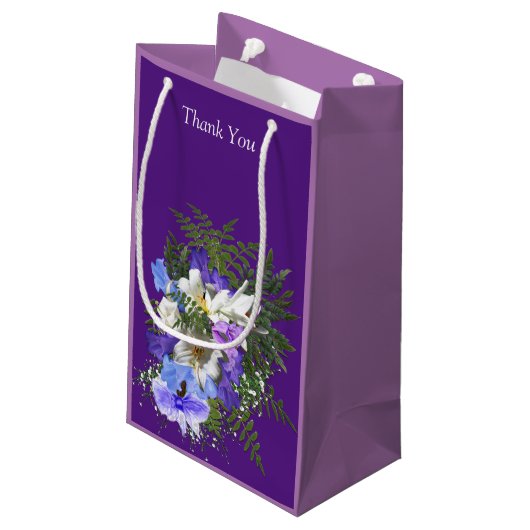 Jacaranda Blooms & Lily Bouquet Gift Bag Klein Cadeauzakje (Achterkant Gekanteld)