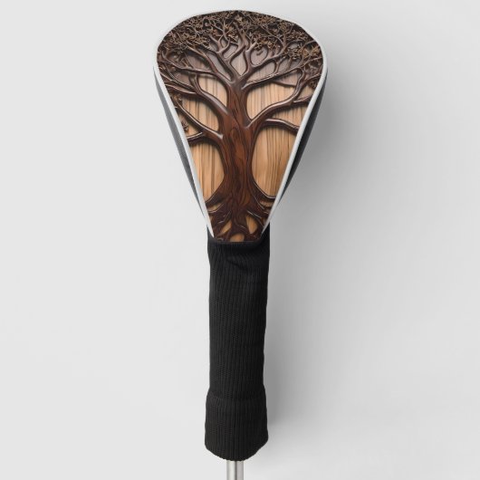 Jacaranda boom houtsnijwerk, golfheadcover (Voorkant)