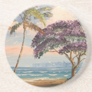Jacaranda op het strand zandsteen onderzetter