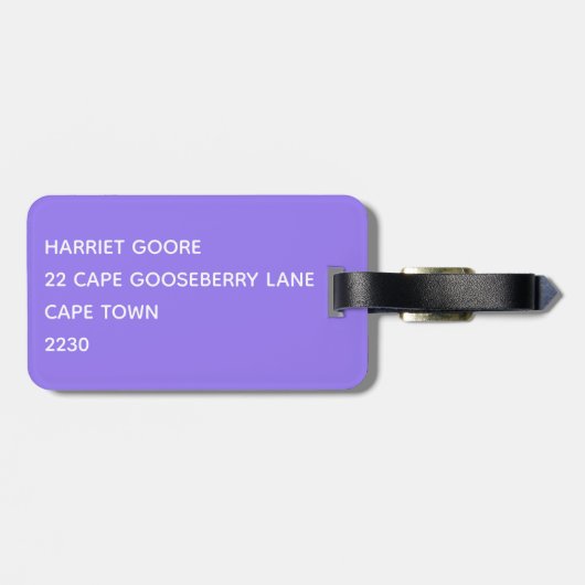 Jacaranda paarse kleurnaam bagagelabel (Achterkant horizontaal)