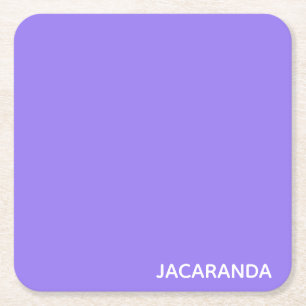 Jacaranda paarse kleurnaam vierkante kartonnen onderzetter