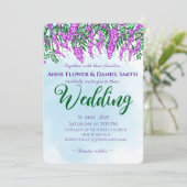 Jacaranda Sky Blue Wedding Kaart (Staand voorkant)