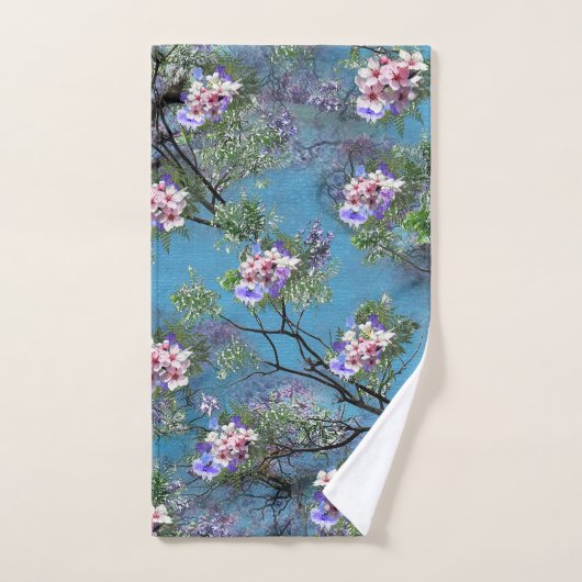 Jacaranda Spring Blooms herhalen patronen Bad Handdoek (Handdoek)
