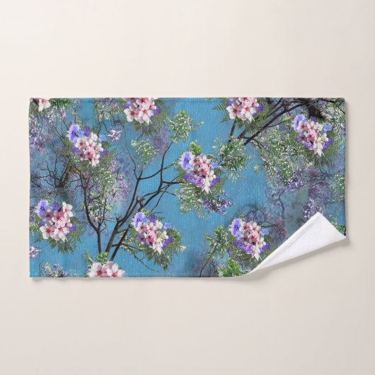 Jacaranda Spring Blooms herhalen patronen Bad Handdoek (Handdoek)