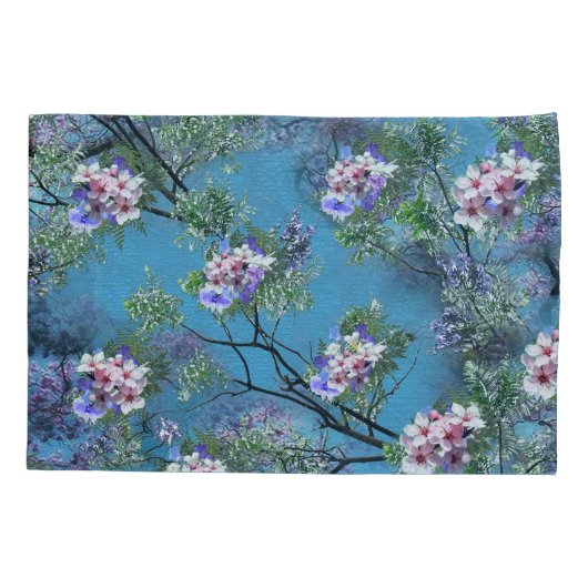 Jacaranda Spring Blooms herhalen patronen Kussensloop (Achterkant)