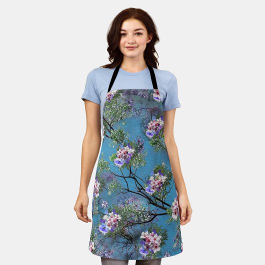 Jacaranda Spring Blooms herhalen patronen Schort (Gedragen)
