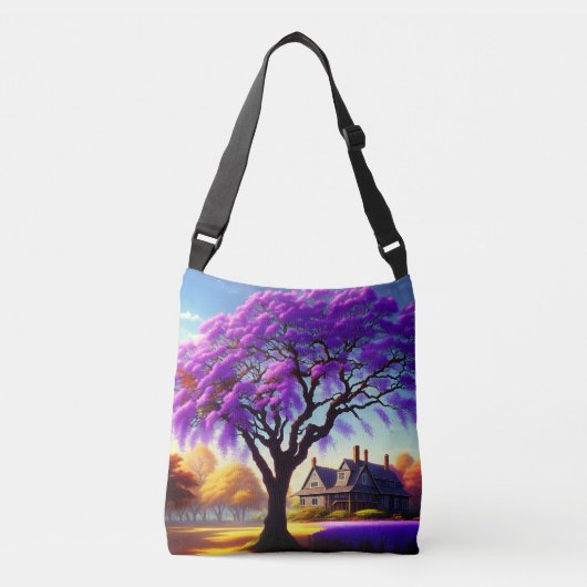 Jacaranda Tree Boerderij House, Crossbody Bag Crossbody Tas (Voorkant)