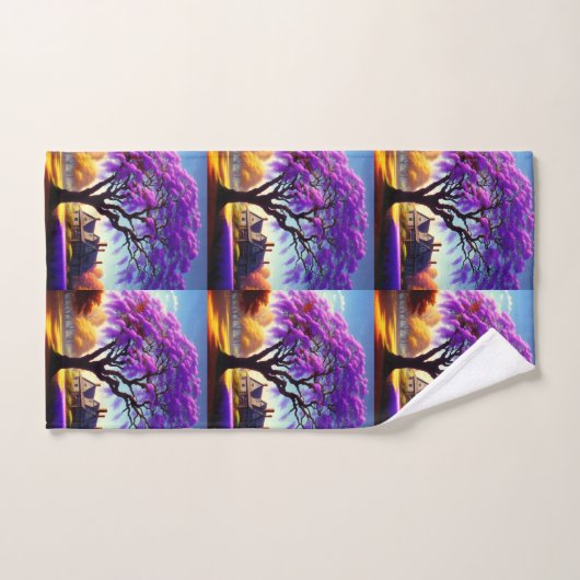 Jacaranda Tree Boerderij House, Hand Towel Handdoek (Handdoek)