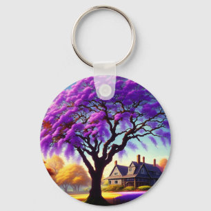 Jacaranda Tree Boerderij House, Keyring Sleutelhanger