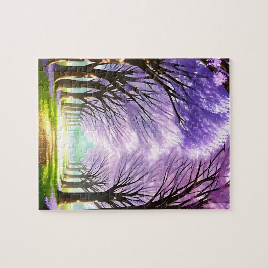 Jacaranda Tree Lane Oil Art, Jigsaw Puzzle (Horizontal)