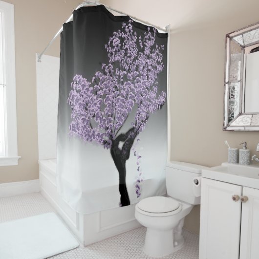 Jacaranda Tree Print Douchegordijn (In situ)