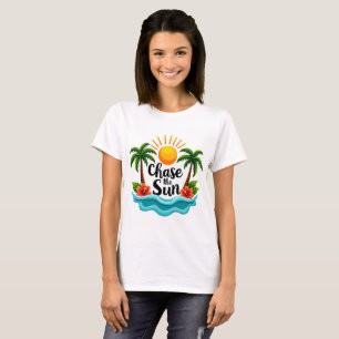 Jacht de Zon Tropisch Cartoons Zomer T-Shirt