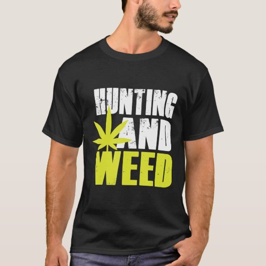 Jacht en weed-Funny Marijuana-Pot Leaf Silhouet T-shirt (Voorkant)