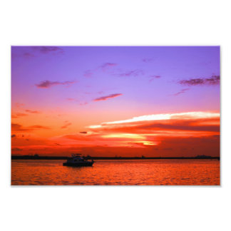 jacht en zon foto afdruk