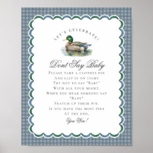 Jacht Gingham Wilde Eend Zeg Niet Baby Bord Poster