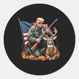 Jacht herten seizoen Trump USA Vlag Camoufl Ronde Sticker
