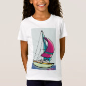 Jacht in Full Sail Meisjes T-shirt (Voorkant)