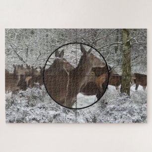 Jacht Koe Elk Verrekijker Uitzicht Winter Bronstij Legpuzzel