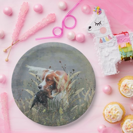 Jacht met Epagneul Breton Papieren Bordje (Feest)