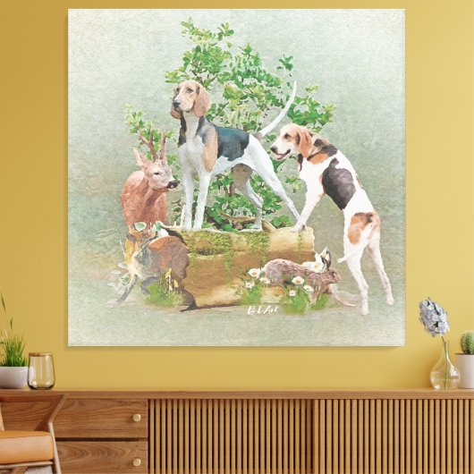 Jacht met honden canvas afdruk (Insitu (Woonkamer))