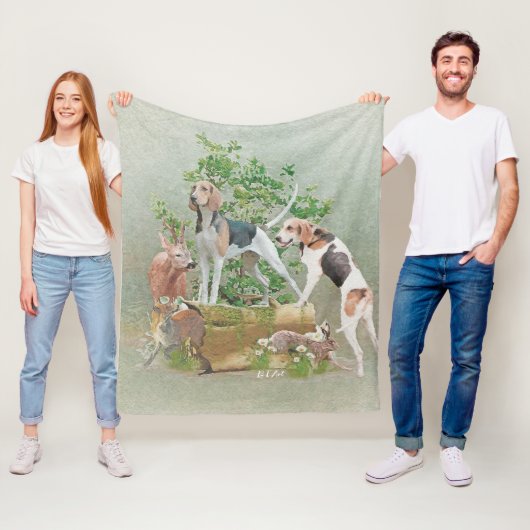 Jacht met honden fleece deken (In situ)