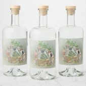 Jacht met honden likeurfles etiket (Flessen)