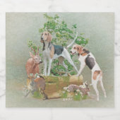 Jacht met honden likeurfles etiket (Enkel label)