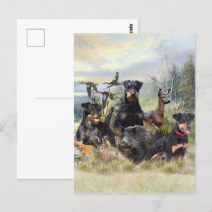 Jacht met Jagdterriers , Kunst Briefkaart