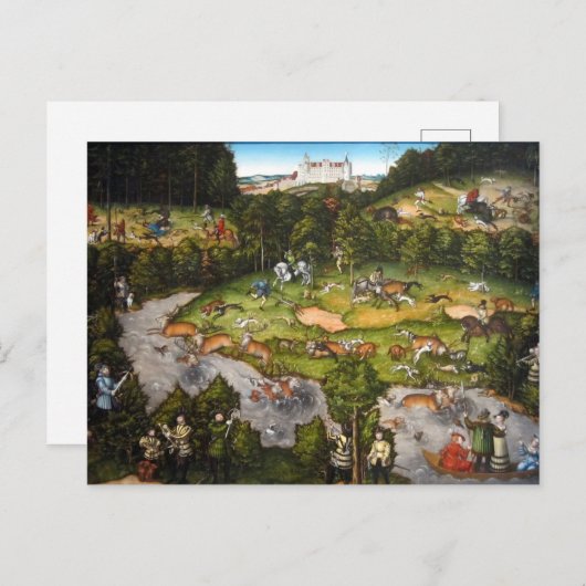 Jacht nabij het kasteel van Hartenfels - Cranach t Briefkaart (Voorkant / Achterkant)