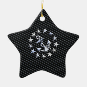 Jacht Naval Flag Anchor en Stars Keramisch Ornament