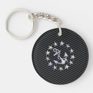 Jacht Naval Flag Anchor en Stars Sleutelhanger