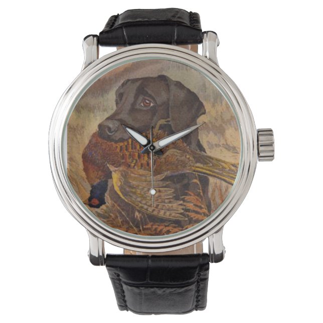  jacht op Chocolade Lab Horloge (Voorkant)