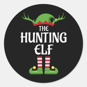 Jacht op Elf Family Matching Group Kerstmis Ronde Sticker