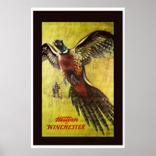 Jacht op fazanten met een Winchester uit de jaren Poster