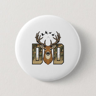 Jacht op herten Vader Camo Buck Vector Shirt Ontwe Ronde Button 5,7 Cm