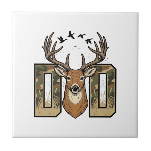 Jacht op herten Vader Camo Buck Vector Shirt Ontwe Tegeltje (Voorkant)