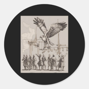 Jacht op middeleeuwse valkerij kunst ronde sticker