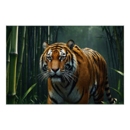 Jacht op tijger in Bamboo Grove Perfect Poster