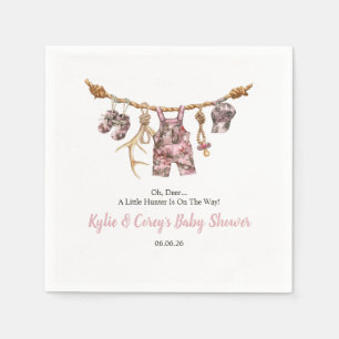 Jacht Waskleine Roze Camouflage Meisje Baby Shower Servet