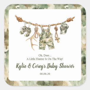 Jacht waslijn camouflage jongen baby shower vierkante sticker