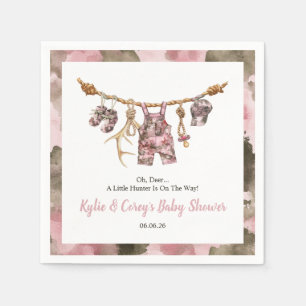 Jacht Waslijn Roze Camouflage Meisje Baby Shower Servet