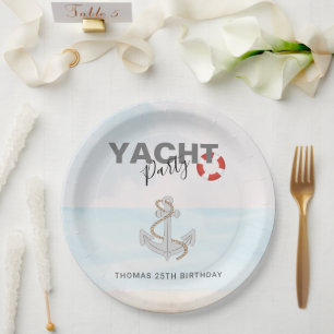 Jachtboot Cruise Verjaardagsfeest Papieren Bordje