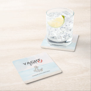 Jachtboot Cruise Verjaardagsfeest Vierkante Kartonnen Onderzetter