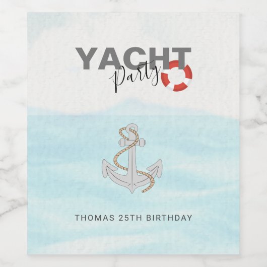 Jachtboot Cruise Verjaardagsfeest Wijn Etiket (Enkel label)